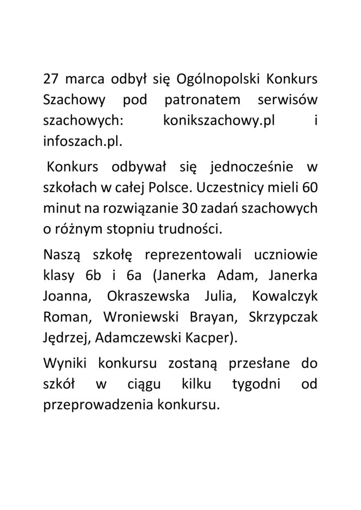 Ogólnopolski Konkurs Szachowy (1)
